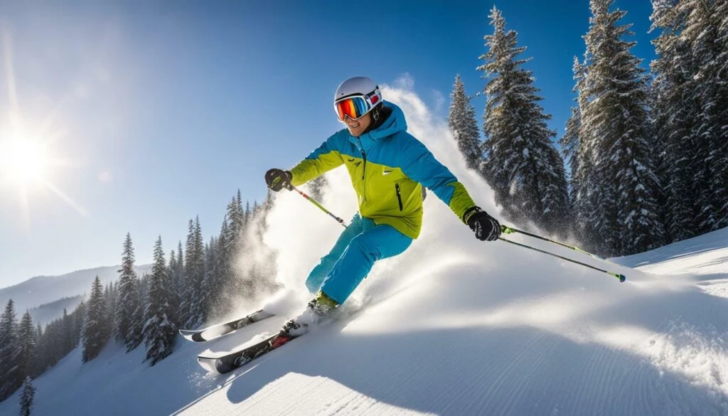 Lyžař na sjezdovce Lyžař na sjezdovce